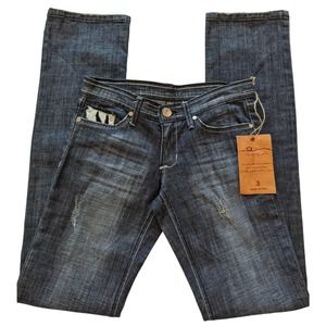 Plastic by Gly Embellished Zebra Accent Straight Dark Wash Size 3